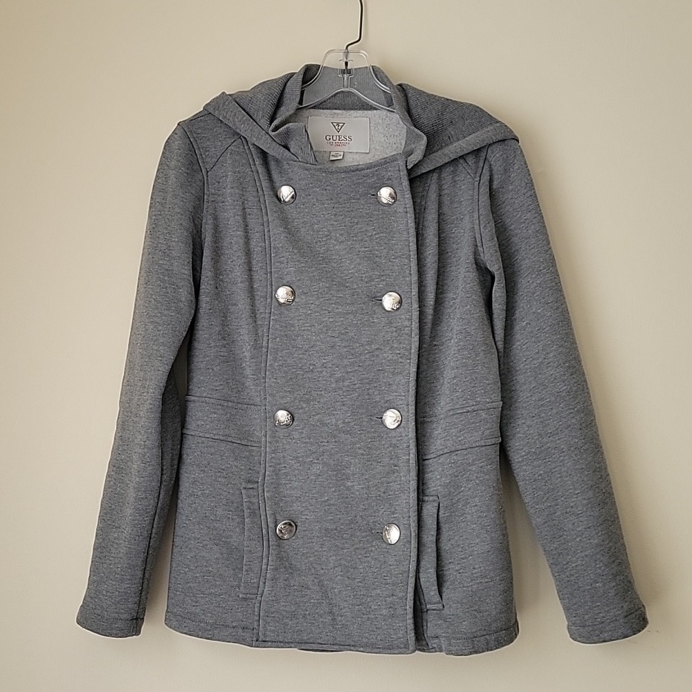 Guess jacket hoodie grey sz Small Y2k. fleece